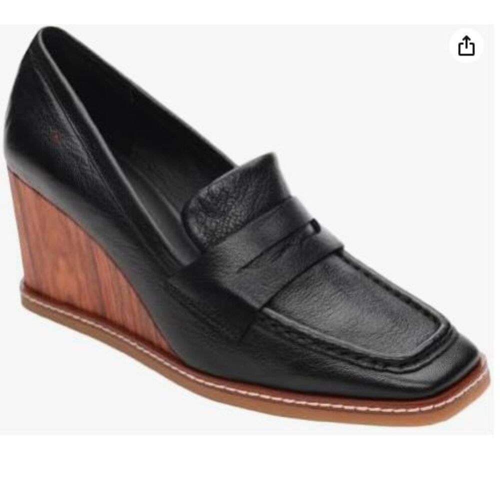 Sanctuary Women's SA Cadence Leather Wedge Loafer Shoes Sz 10 NIB 169 Black